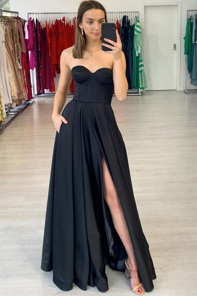 Strapless black shop prom dress