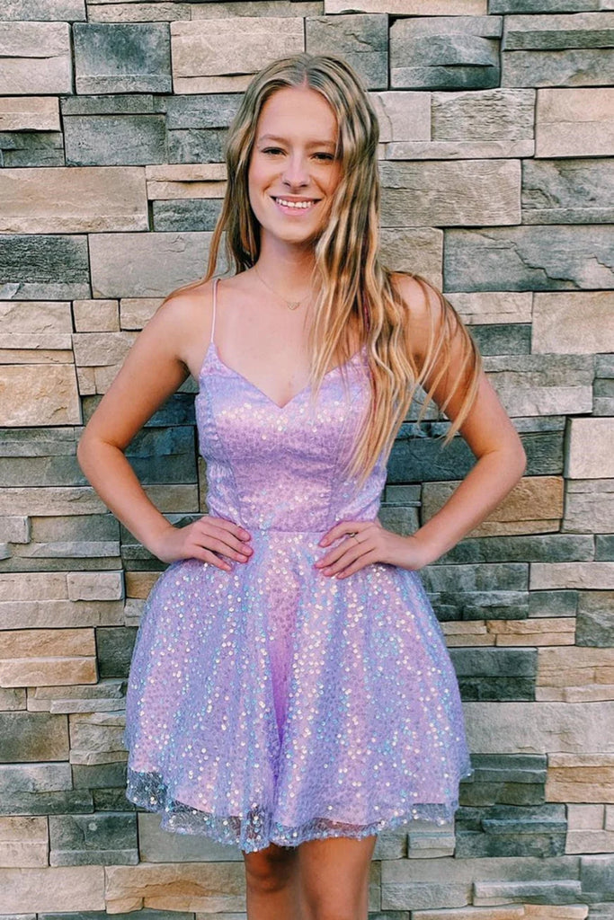 Lilac short prom dress best sale